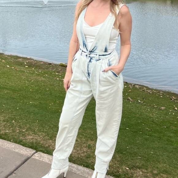 Retrofete Denim Monet Jumpsuit Overalls Dip Dye EUC Size Large - Picture 1 of 12